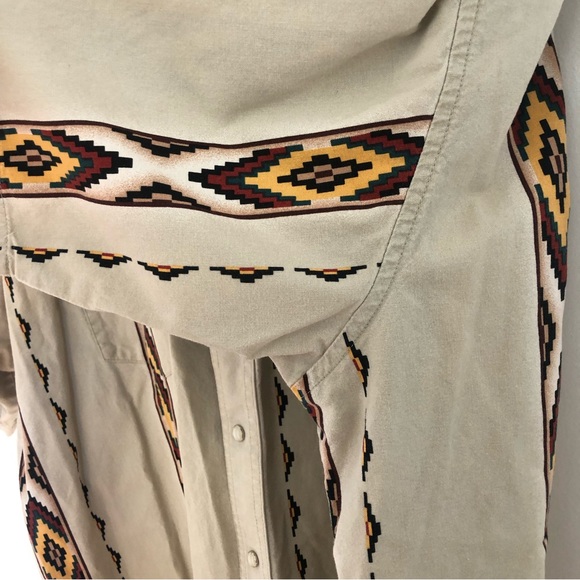 Wrangler Vintage Aztec Pearl Snap Button Up Western Short Sleeve Shirt 2XT - Picture 4 of 14